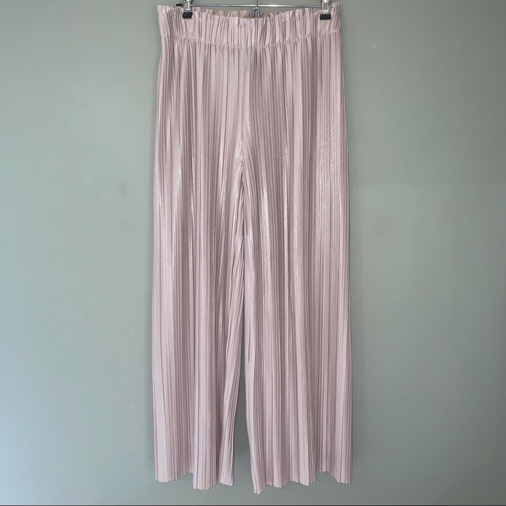 Ann Taylor sparkly cream and gold flowy pant